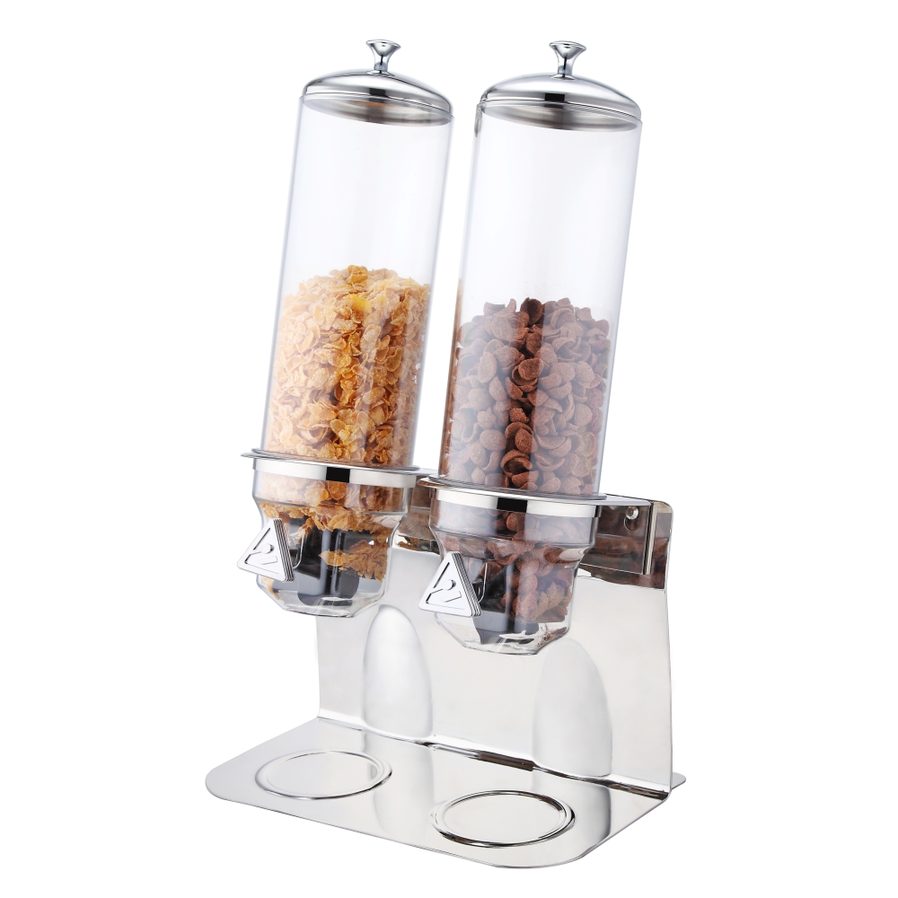 Stainless Steel Base Double Cereal Dispenser - 4.0L x 2