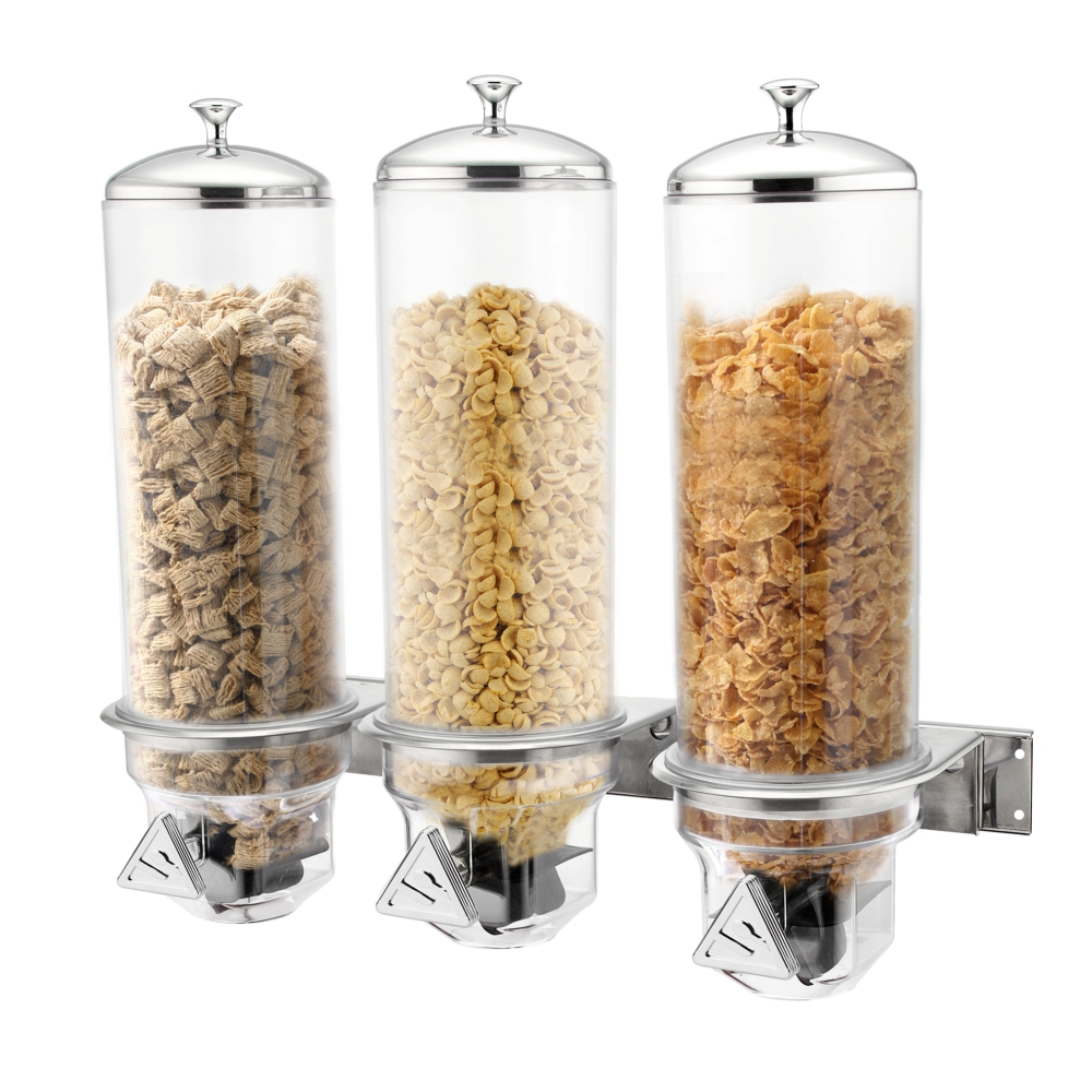 Wall-Mounted Triple Cereal Dispenser with PC Container - 4.0L x 3
