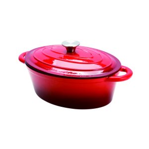 Cast Iron Oval Casserole, 28x20cm (Black or Red)