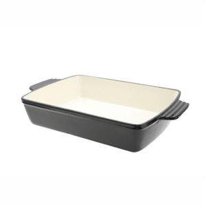 Cast Iron Rectangular Dish, 28.5x20cm (Black or Red)