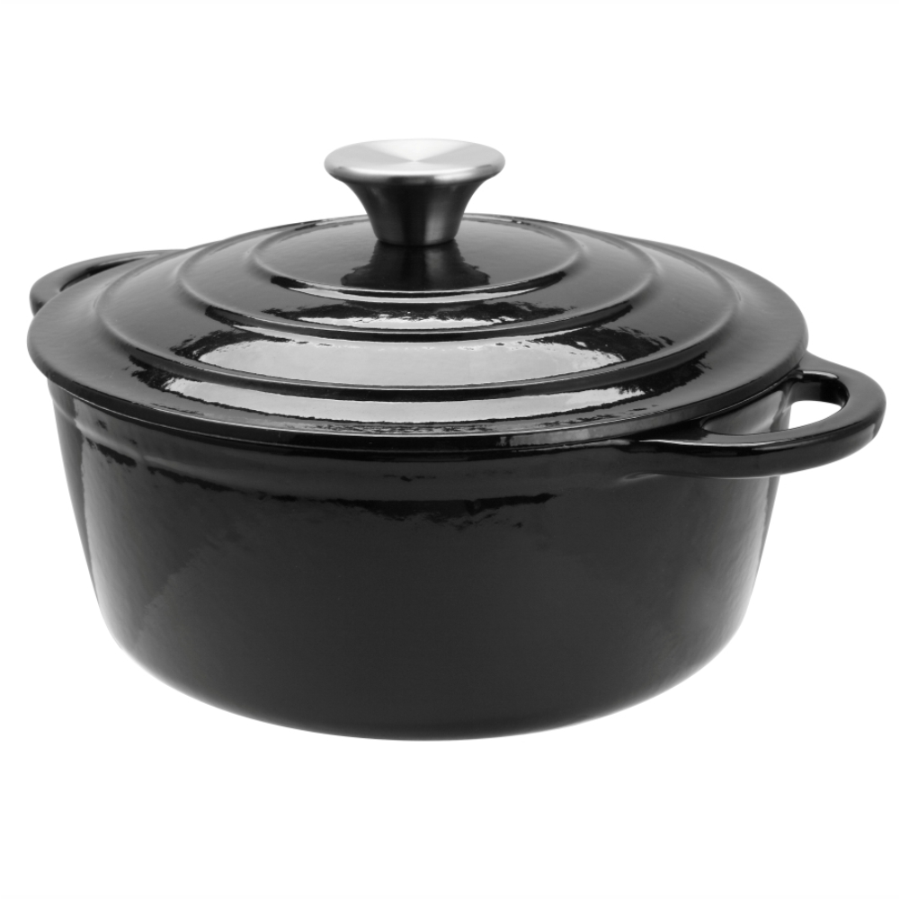 Cast Iron Round Casserole, 20cm, 24cm, 28cm, 32cm, 34cm Available in (Black, Red)