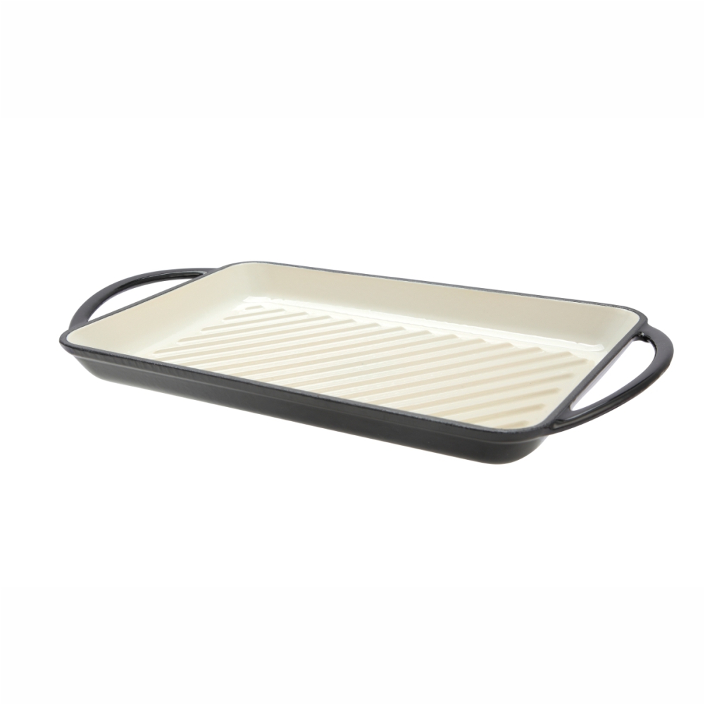 Cast Iron Skillet, 32×20.5cm (Black or Red)