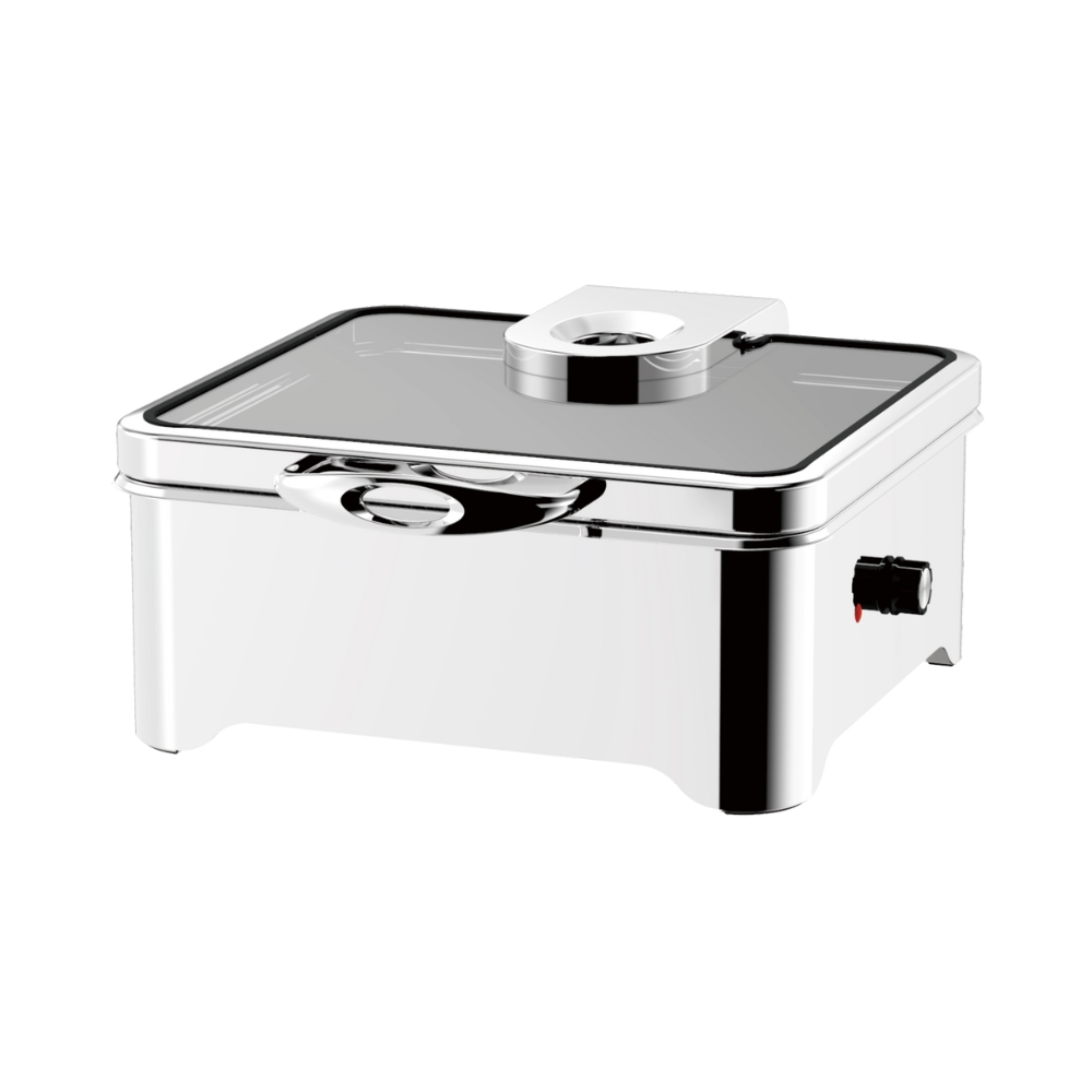 Waterless Dry Heat Chafer with Stainless Steel Cover (Knob Control) - 2/3 Size 5.5L